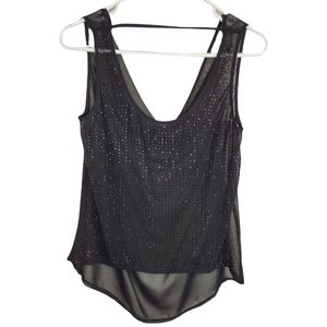 Ya Los Angeles Sheer Black Studded Blouse, size SM